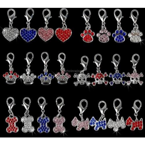 MOQ: 96pcs10mm Brand new Charms DIY Dog Pet Pendants Tags mixed Free shipping 6 designs and 4 colors