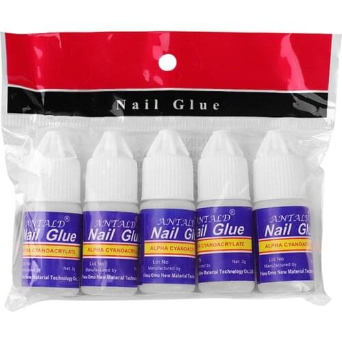 5pcs/Bag 3g Fast Drying Nail Art Glue Tips Glitter UV Acrylic Rhinestones Decorations Nail Glue False Tip Manicure Tools