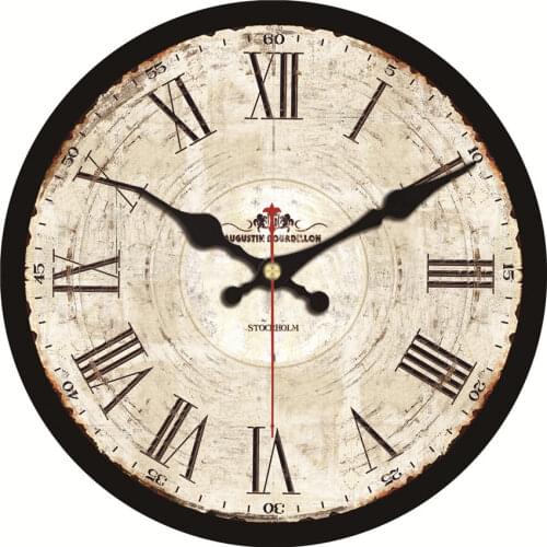Vintage Silent World Map Round Wooden Clock Retro World Compass Map Travel Lover 16''Art Decor Battery Operated Wall Clock