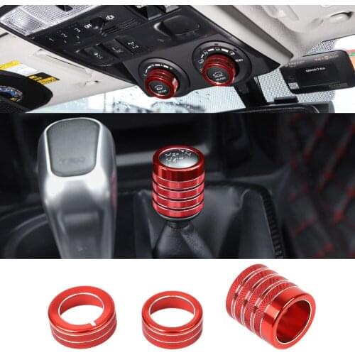 Four-wheel Drive Gear Knob & Driving Mode Switch Button Ring Cover For Toyota 4runner TRD 2010+ Aluminum Alloy Red Accessories