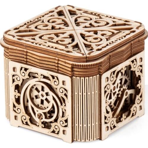 159Pcs DIY Wooden Jewelry Box 3D Mechanical Puzzle Assembly Model Building Kits For Kids Birthday Gift Drop Shipping