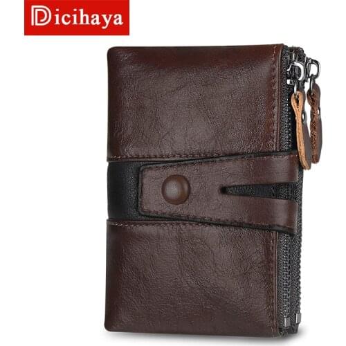 DICIHAYA Genuine Leather Men Wallets Man Famous Small Short portomonee With Coin Zipper Casual Male Purses Card Holder Wallet