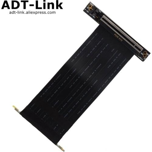 Double 90 Degree Right Angle PCIe 3.0 x16 x16 Extension Cable PCI Express 3.0 16x Riser Ribbon Extender For Graphics Vertical