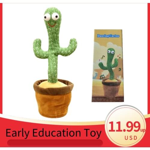 Electronic Dancing Cactus Shine Singing Dancing Decoration Gift Kids Early Education Voice Interactive Toys USB Charging Toys