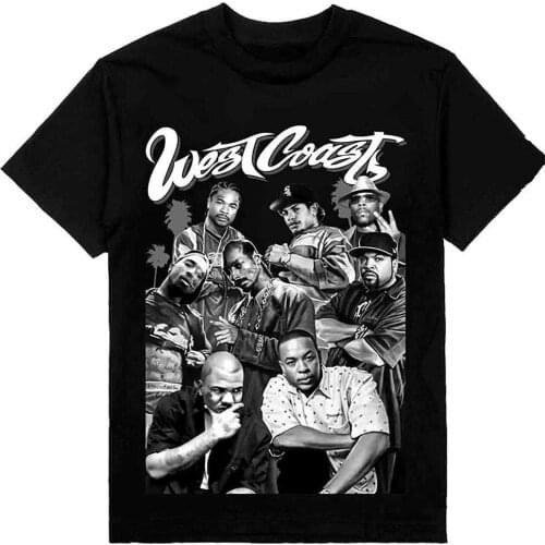 Westcoast Gangsta Rap Mens Heavyweight T-Shirt Printed On Shaka Wear Tee Black