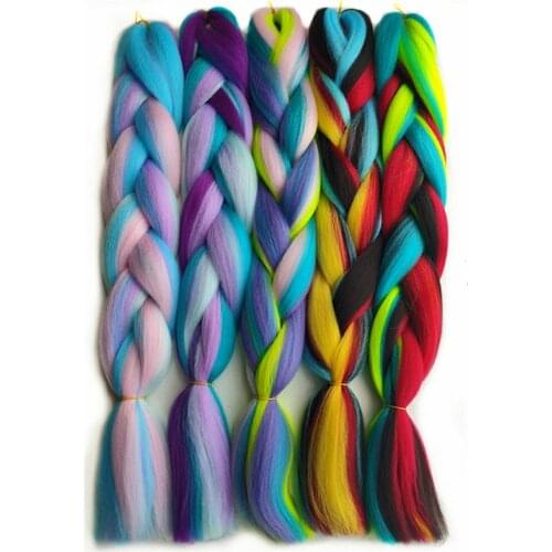 Hywamply 24" Synthetic Jumbo Braid Hair Extension African Braiding Attachment for Twist Box Dread Braids Blend Ombre Candy Color