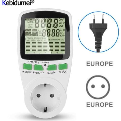 Kebidumei Latest Digital LCD Socket Energy Electricity Power Meter Wattmeter Wattage Kwh Voltage Current Meter EU US Plug
