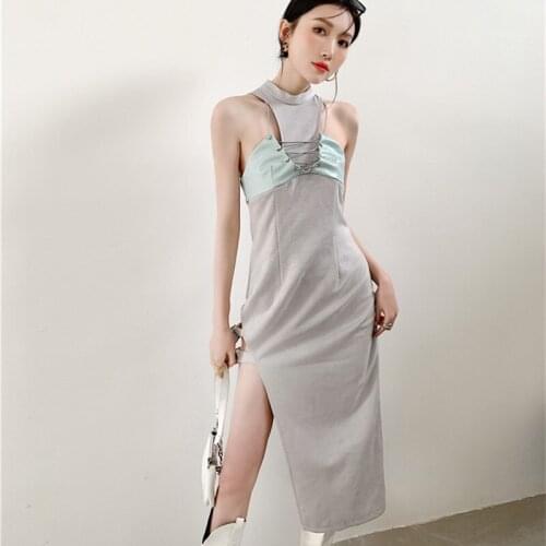 Fashion Elegant Summer Sexy Long Dress Women Hot Girl High Slit Sleeveless Elegant Party Dress Vestidos Robe Femme