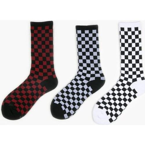 Korea Harajuku Trend Women Checkerboard Socks Geometric Checkered Socks Men Hip Hop Cotton Unisex Streetwear Novelty Socks