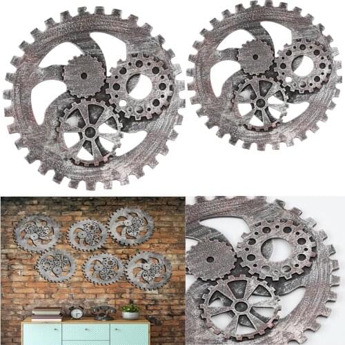 Retro Wooden Steampunk Gear Wall Hanging Decor for Home Bar Cafeteria