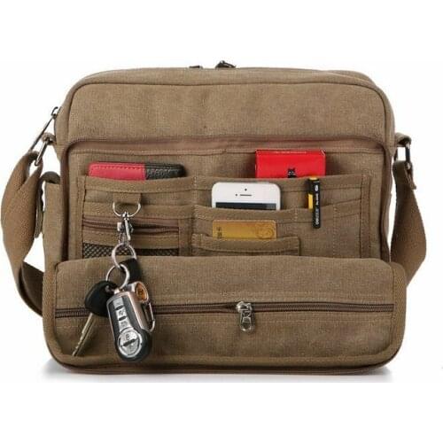 New Casual Mens Messenger Bag Canvas Crossbody Shoulder Bags Travel Style Bag