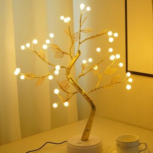 Mini Christmas Tree Copper Wire LED Night Lights Christmas Decorations for Home Room Lights Decor New Year Gifts Navidad Decor