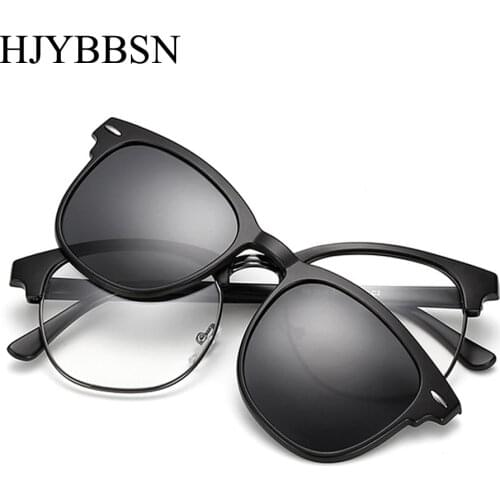 HJYBBSN Clip on Sunglasses clip on glasses half frame Men Women mirror clip Sun Glasses Night Vision Driving sunglasses for men
