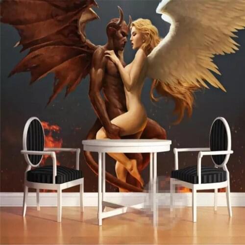 Modern Angel and Devil Love Hotel Couple Hostel Sexy Professional Make Mural Wholesale Wallpaper Custom Photo Wall