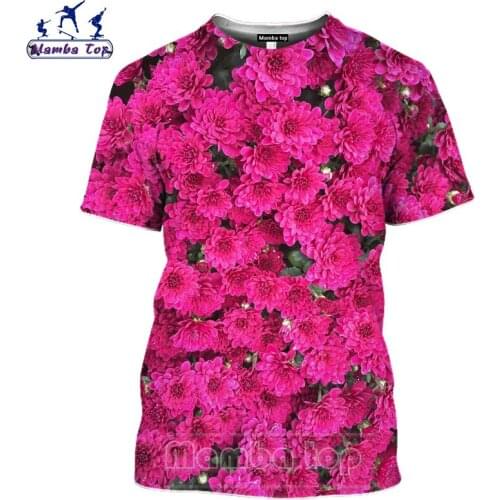 Mamba top 3D Print Flower T Shirt Peony Mens T-shirts Summer Red Rose Tshirt Women Cherry Tree Tees Beach Casual Men Sportswear