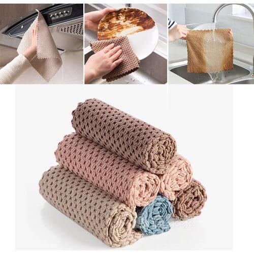 Kitchen Anti-grease wipping rags efficient Super Absorbent Microfiber Cleaning Cloth home washing dish kitchen Cleaning towel