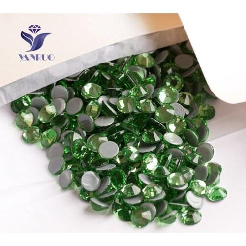 YANRUO 2058HF SS20 4.6-4.8mm Peridot Hotfix Crystal Glue strasses Rhinestones Crafts Strass for Dress