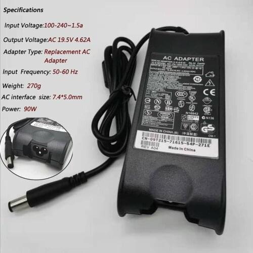 Dell Latitude E6320 E6330 E6400 E6430 E6410 E6420 E5440 E6520 D620 D630 E6530 Laptop Adapter 19.5V 4.62A Power Supply Charger