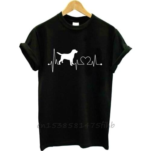 Labrador Retriever Heartbeat Print Women T Shirt Organic Cotton Shirt For Lady Woman T-Shirts Graphic Top Tee Customize