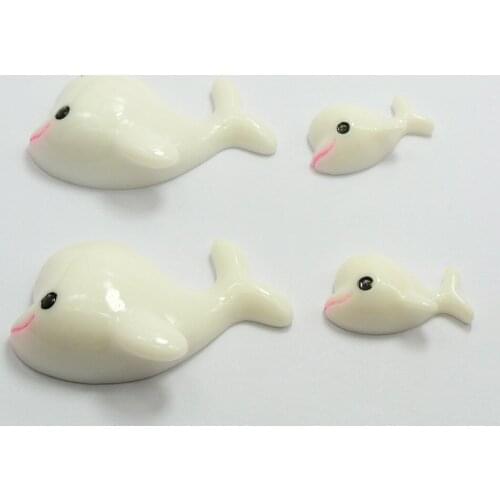 10 Pairs White Flatback Resin Cabochons Whale Monther & Baby Cell Phone Deco