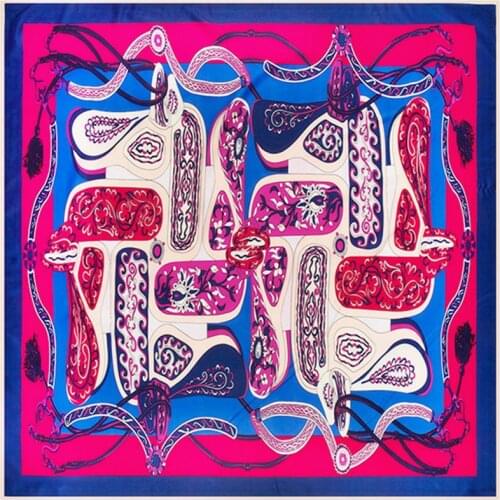 POBING 100% Silk Scarf Luxury Brand Cashew Melt Neckerchief Large Headscarf Square Scarves Lady Foulard Female Bandana 100*100CM