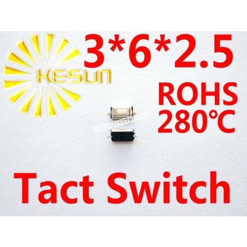 1000PCS SMT 3X6X2.5MM Tactile Tact Push Button Micro Switch Momentary Two Pin For MP3 MP4 ROHS