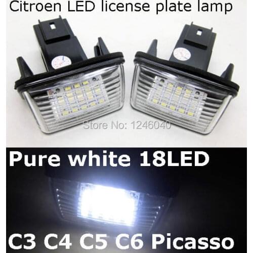 2Pcs Led License Number Plate Light For Citroen Picasso C3 C4 C5 C6 Berlingo SAXO/XSARA Peugeot 206 207 306 307 308 5008 406 407