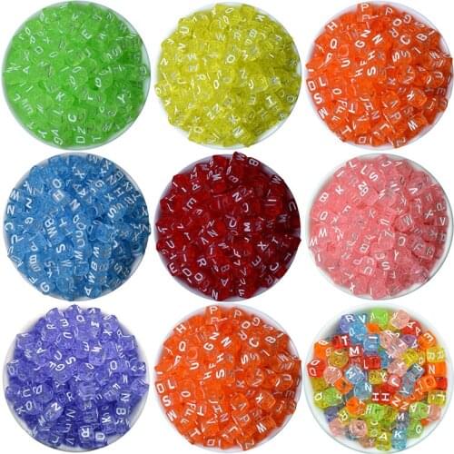 Randomly Mixed 200PCs Acrylic Spacer Beads Letters Cube Blue Letter Beads DIY Women /Men Bracelet &Necklace Jewelry Gifts 6x6mm