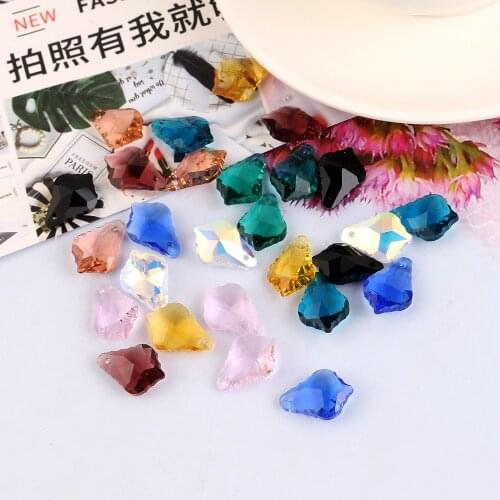 30Pcs/Lot Lampwork Glass Leaf Beads 11x16mm Biue Crystal Pendant For Women Jewelry Making DIY Charms Necklace Accessories