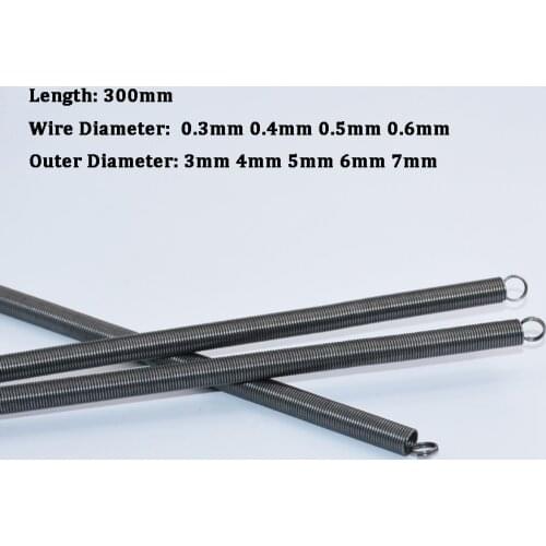 3Pcs 300mm Sping Steel Dual Hook Long Expansion Tension Spring Hardware Accessories Wire Dia 0.3-0.6mm Outer Dia 3-7mm