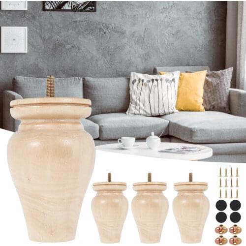 4Pcs/Set Solid Wooden Furniture Replacement Legs Gourd-shaped Sofa Legs Couch Armchair Table Sofa Chair Stool Furniture Feet