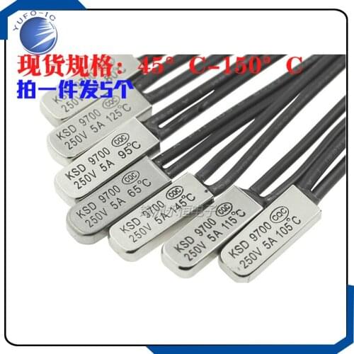 5PCS KSD9700 45/50/110/115/120/125/130/135/140/145/150C degree normally closed thermostat switch Temperature Control 5A 250V