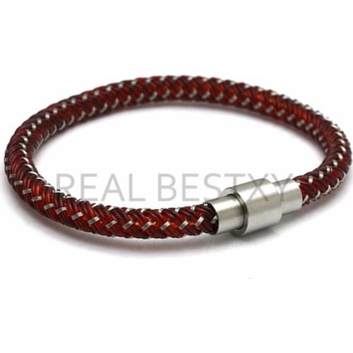 5pcs/lot Stainless Steel Wire Bracelet Personality Mens Woven Jewelry Simple And Elegant Wrist Strap Temperament PLASTIC THREAD