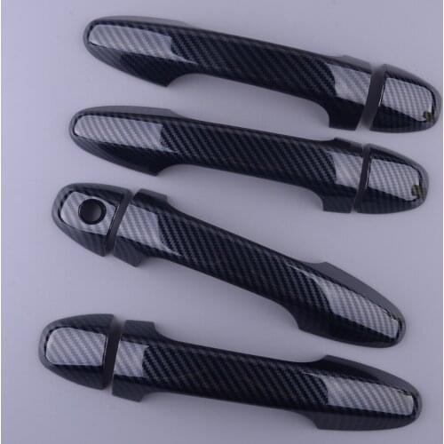 8Pcs/Kit Car Door Handle Cover Trim Overlay Cap Carbon Fiber Texture ABS Plastic Fit for Toyota Tacoma RAV4 2016 2017 2018
