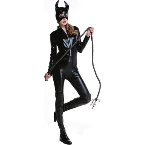 Free Shipping Sexy Cute Cat Halloween Costumes Black Cat Jumpsuit Women Cosplay Clothes