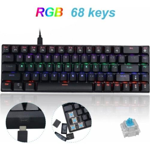 Dk68 Bluetooth Wireless Dual Mode68 Keys Rgb Led Backlight Mechanical Keyboard Gaming Keyboards For Tablet Desktop Mechanical
