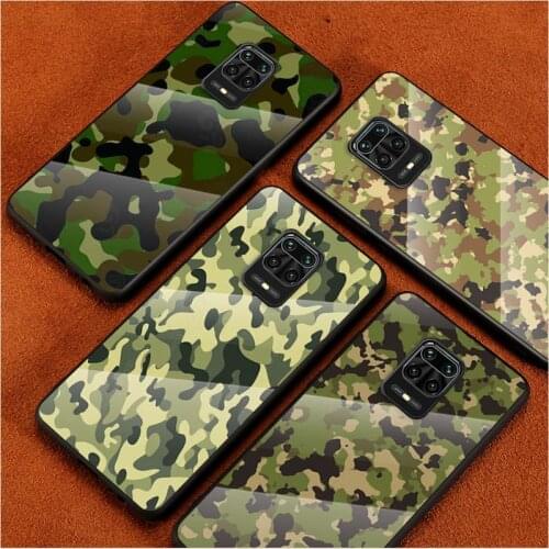 Tempered Glass Cover Camouflage For Xiaomi Redmi Note 10 10S 9T 9S 9 8T 8 7 Pro Max Shockproof Shell Phone Case