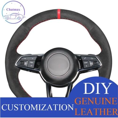 For Audi TT 2017 Car hand-sewn steering wheel cover black suede leather Anti-slip fit all season
