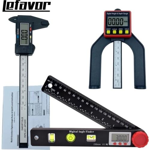 3pcs/set digital protractor angle ruler spirit level 150mm digital caliper Depth Gauges Woodworking Measuring Tools set