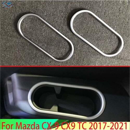 For Mazda CX-9 CX9 2017 2018 2019 Decorate Accessories ABS Chrome Matte Rear Seat Drink Cup Holder Chrome Trim