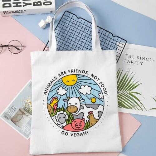 Vegan Female Shoulder Canvas Tote Shopping Bag Art Large Capacity Punk Aesthetic Vintage Harajuku Painting Handbags