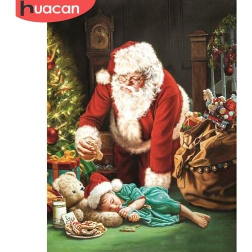 HUACAN DIY 5d Diamond Painting Santa Claus Craft Kit Full Square/Round Diamond Mosaic Cross Stitch Christmas Home Decor Kits
