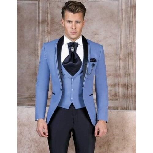 Handsome Groomsmen Shawl Lapel Groom Tuxedos Mens Wedding Dress Man Jacket Blazer Prom Dinner (Jacket+Pants+Tie+Vest) A153