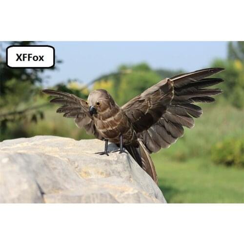 Creative real life brown owl model foam&feather wings owl bird gift about 30x45cm xf2623