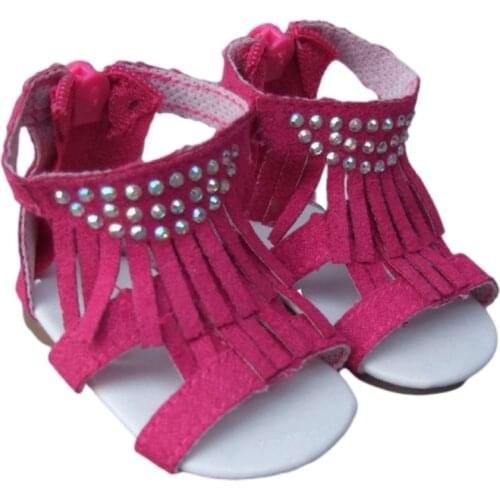 Summer shoes for 18 Inch girl Doll Jean 7cm Doll Shoes for 45CM Reborn Baby Doll Tassel summer Sandals shoes