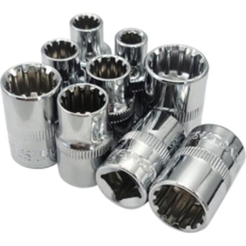 Hot 3/8inch Gear Lock Sockets CRV 12 Point Sockets Can Be Used for Hex Double Hex Screws Hand Tools