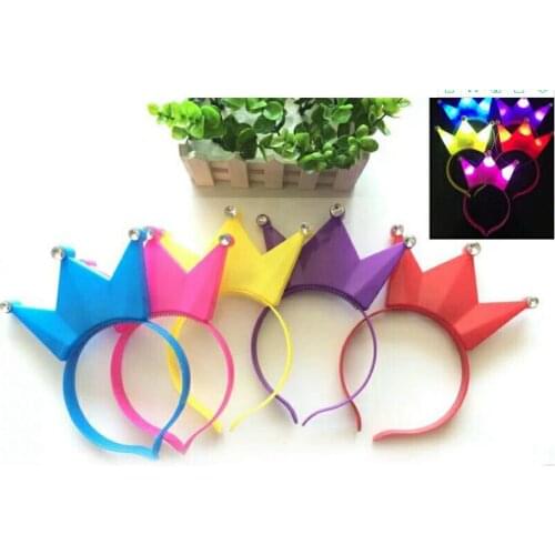 Hot sell Kids LED Flash Light Luminous Prince Princess Crown Headdress Birthday Cap Hat Head Hair Hoop Band Party Decoration Toy