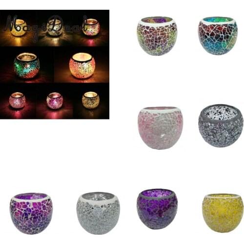 MagiDeal Mosaic Glass Candle Holder Tealight Votive Candle Holder Tabletop Decor A-H