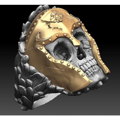 Boho Golden Crackle Horror Mask Flower Skull Mens Ring Vintage Black Skeleton Statement Rings for Women Men Halloween Jewelry