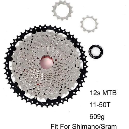 Mtb 12 Speed 11-50T Cassette 11 Velocidade 11 50 Freewheel Chainwheel Gear Steel Cog Sprocket Bicycle 11v Flywheel Black Silver